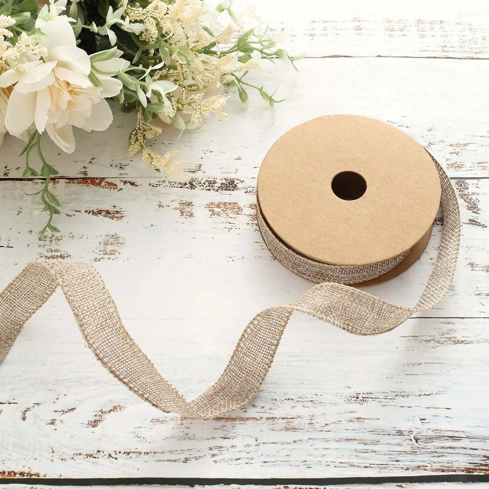 10 Yards 7 8" Natural Tone Jute Burlap Ribbons