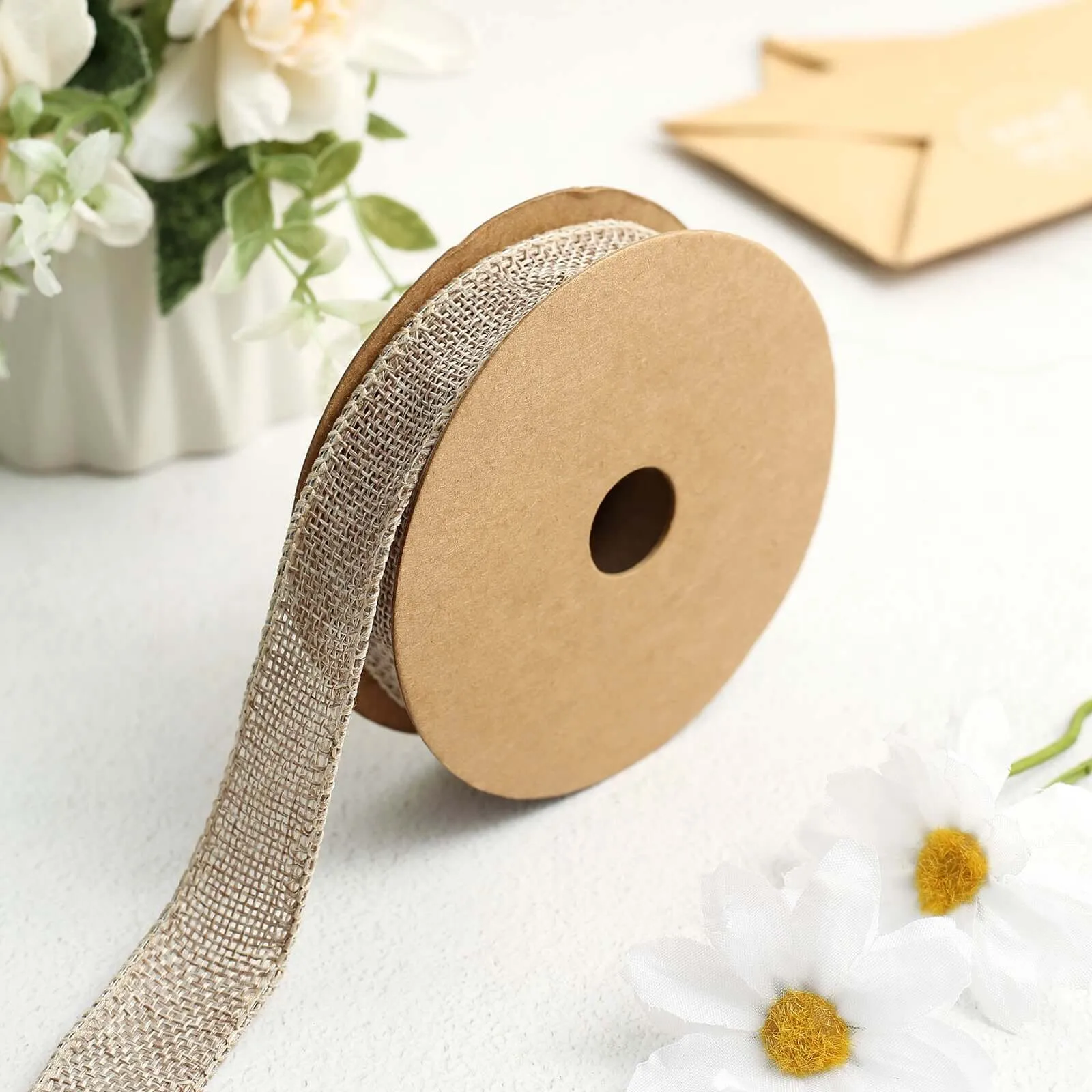 10 Yards 7 8" Natural Tone Jute Burlap Ribbons