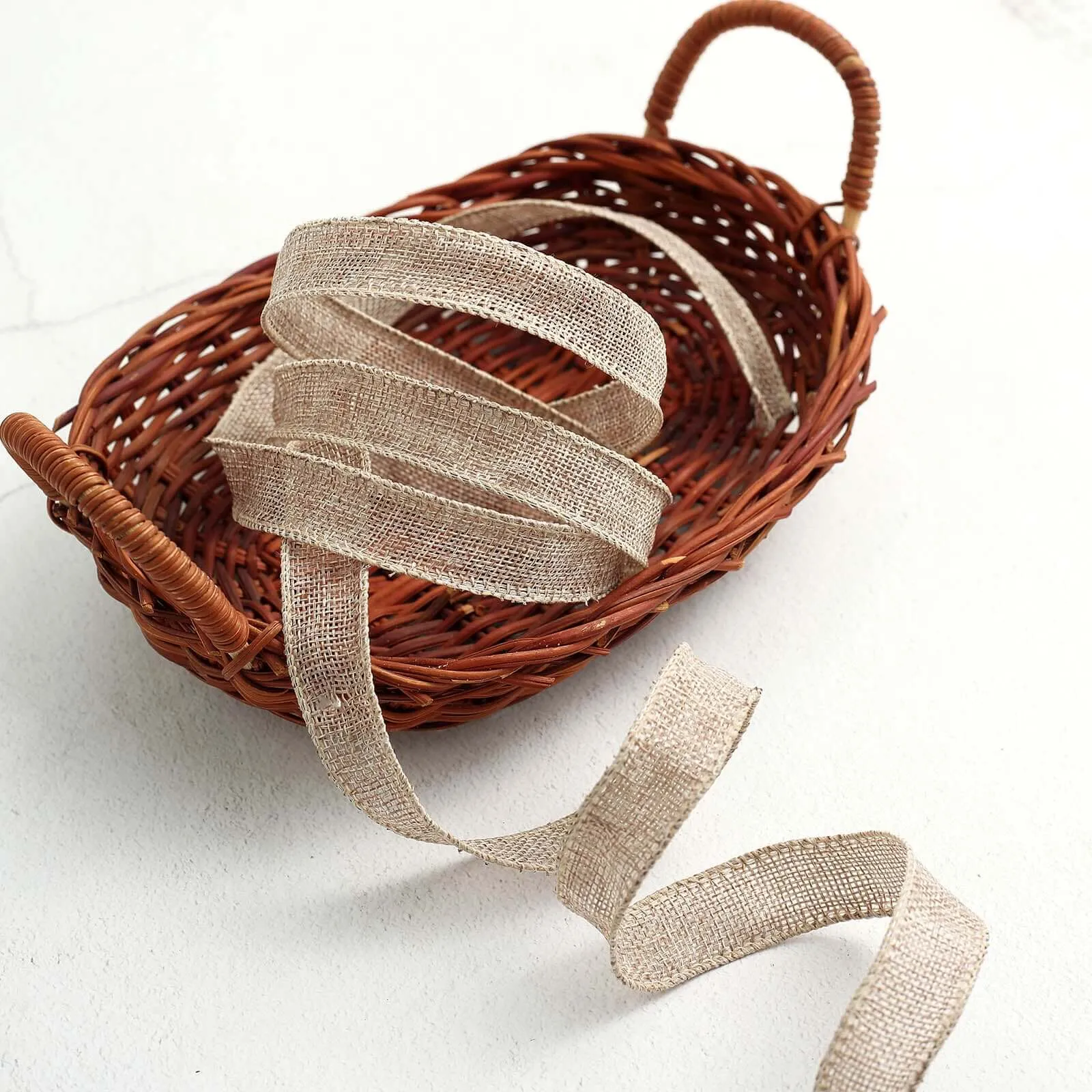 10 Yards 7 8" Natural Tone Jute Burlap Ribbons