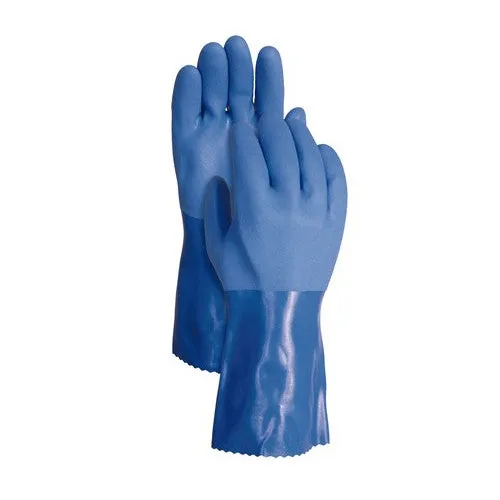 (12 Pairs) Showa's Best Atlas 660 Triple Dipped 12" Blue PVC Chemical Resistant Gloves