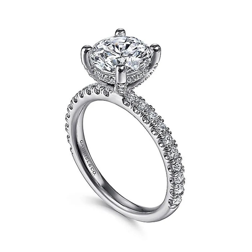 14K White Gold 'Amira' Round Diamond Engagement Ring