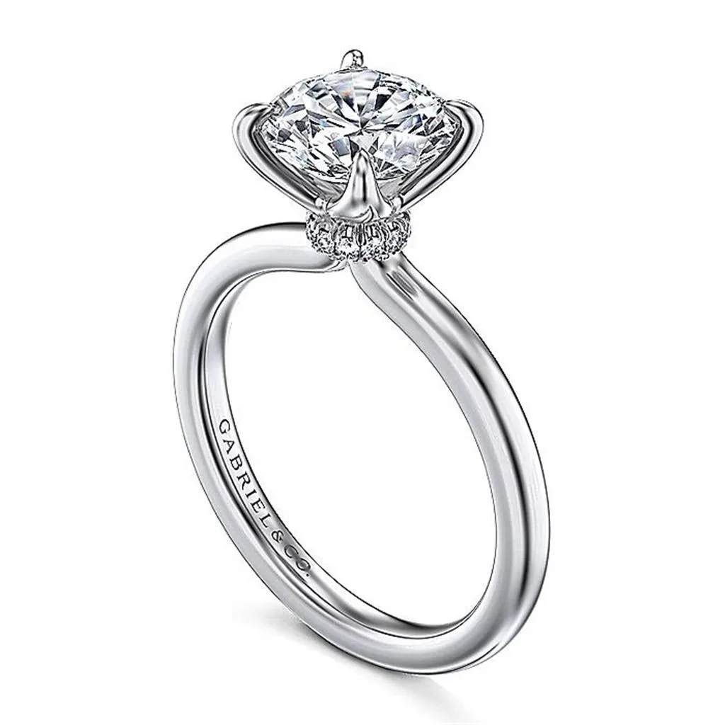 14K White Gold 'Evelynn' Hidden Halo Round Diamond Engagement Ring