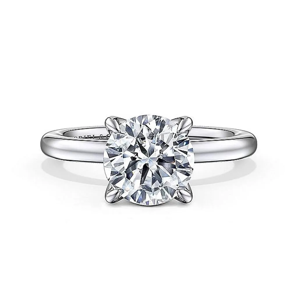 14K White Gold 'Evelynn' Hidden Halo Round Diamond Engagement Ring