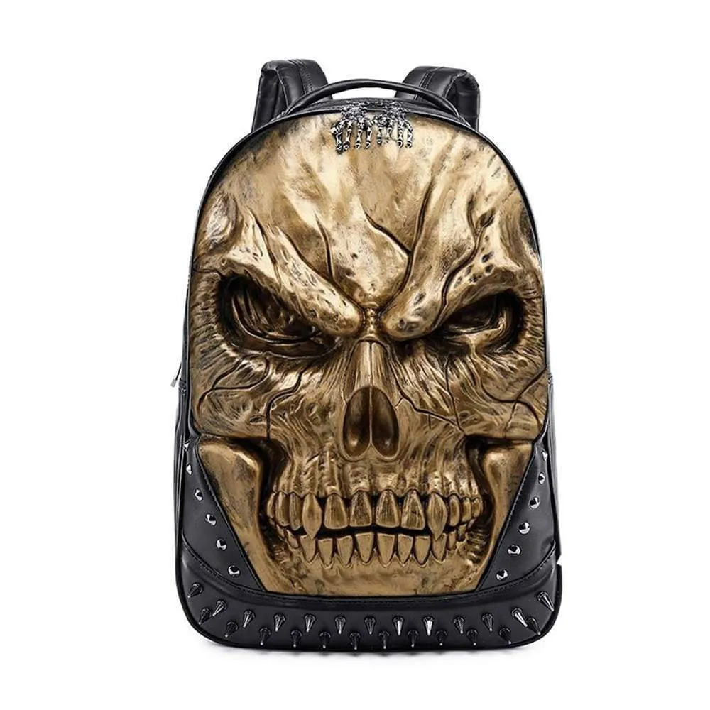 3D Backpack Large Skull Face  Backpack, Rivet Rucksack ,Leisure Backpack Bags