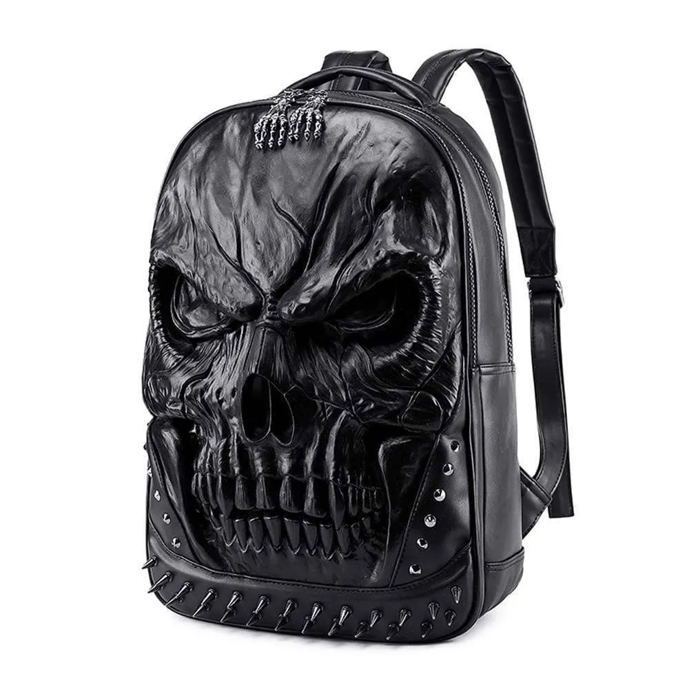 3D Backpack Large Skull Face  Backpack, Rivet Rucksack ,Leisure Backpack Bags