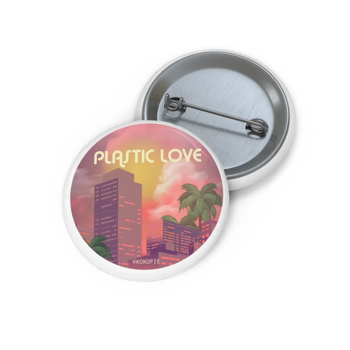 80s Japanese City Pop Aesthetic - Plastic Love Pin Button