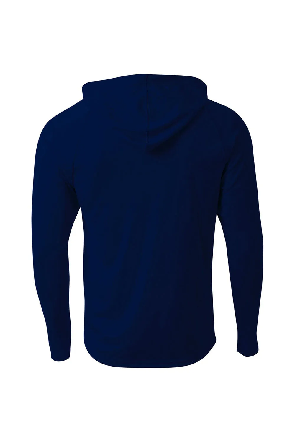 A4 Mens Performance Moisture Wicking Long Sleeve Hooded T-Shirt Hoodie - Navy Blue