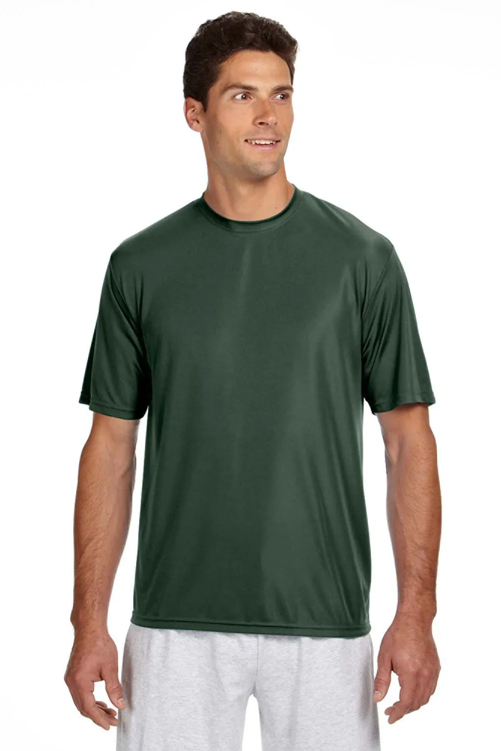 A4 Mens Performance Moisture Wicking Short Sleeve Crewneck T-Shirt - Forest Green