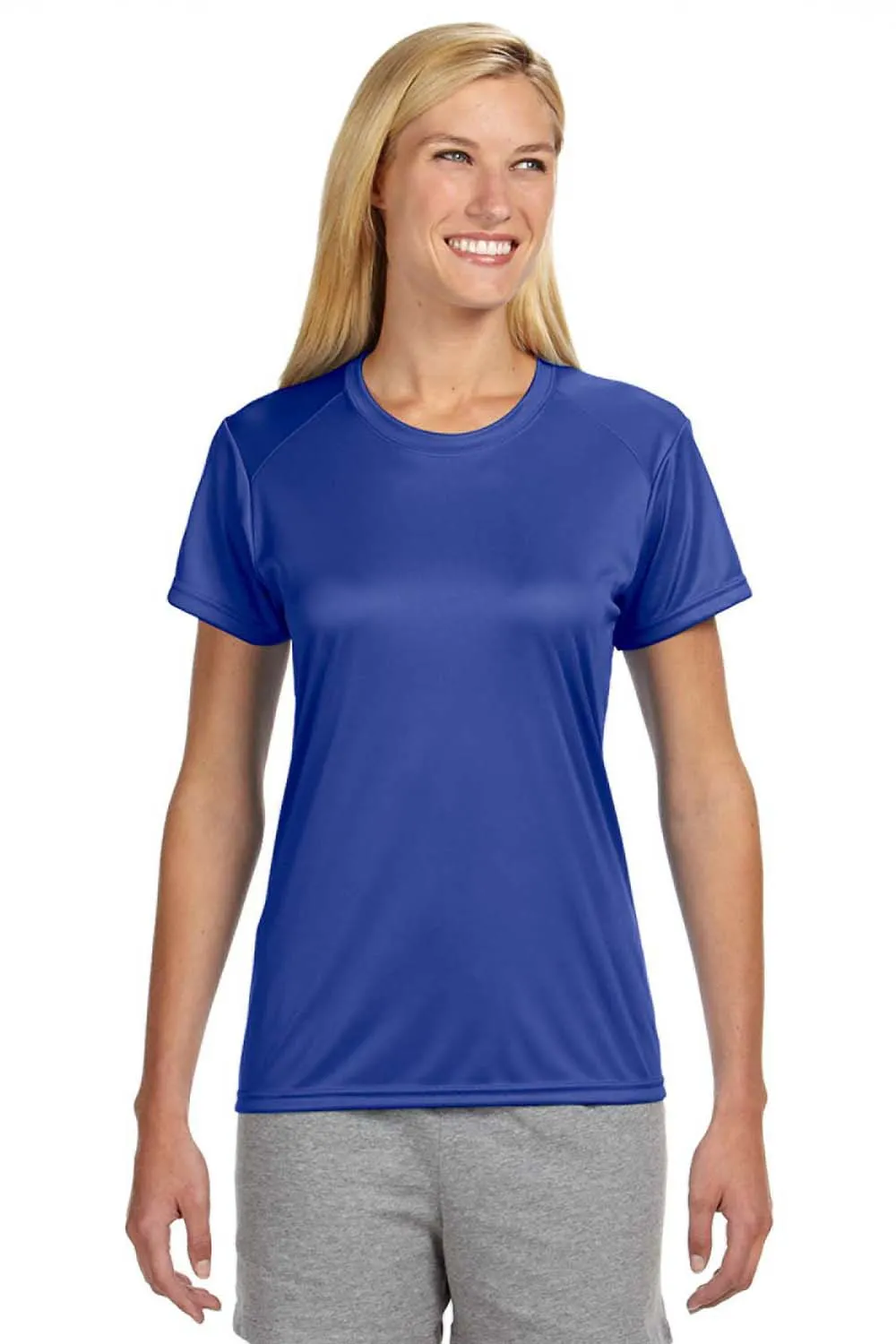 A4 Womens Performance Moisture Wicking Short Sleeve Crewneck T-Shirt - Royal Blue