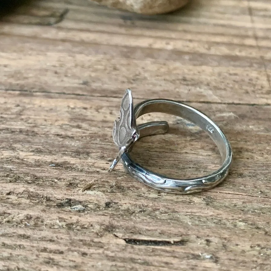 Adjustable sterling silver Butterfly ring. Made to order