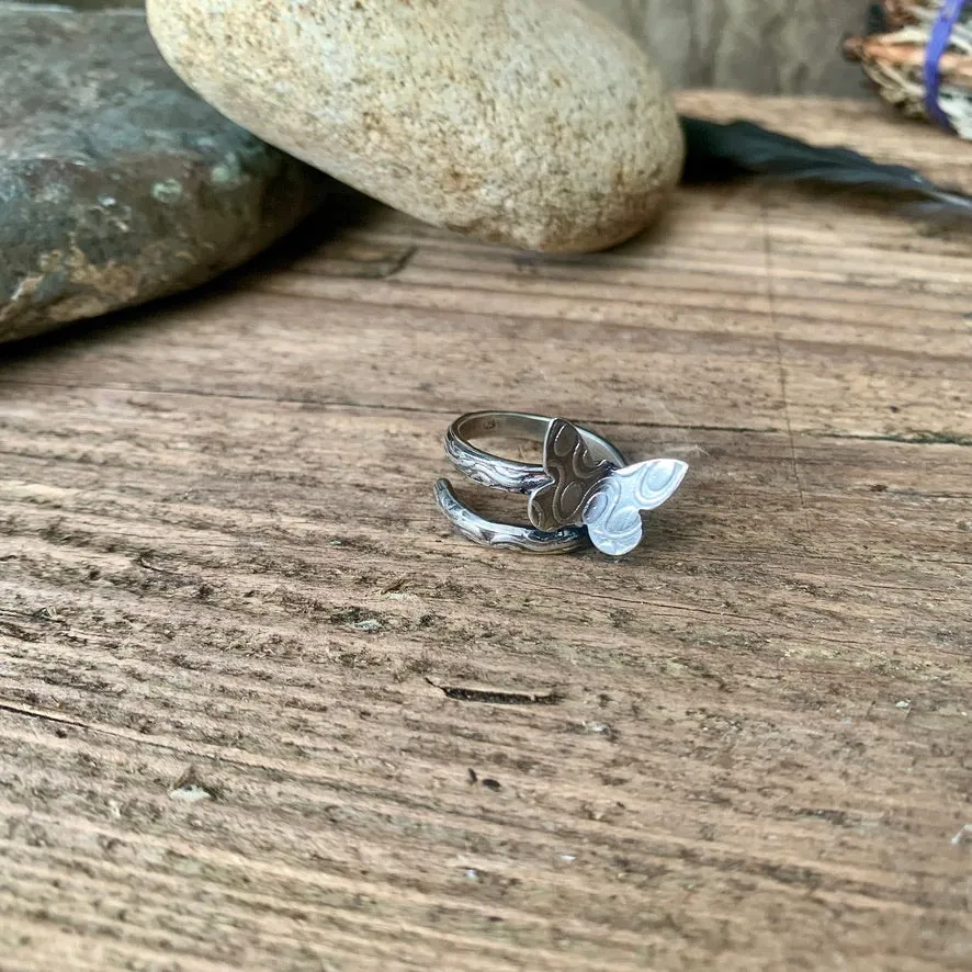 Adjustable sterling silver Butterfly ring. Made to order