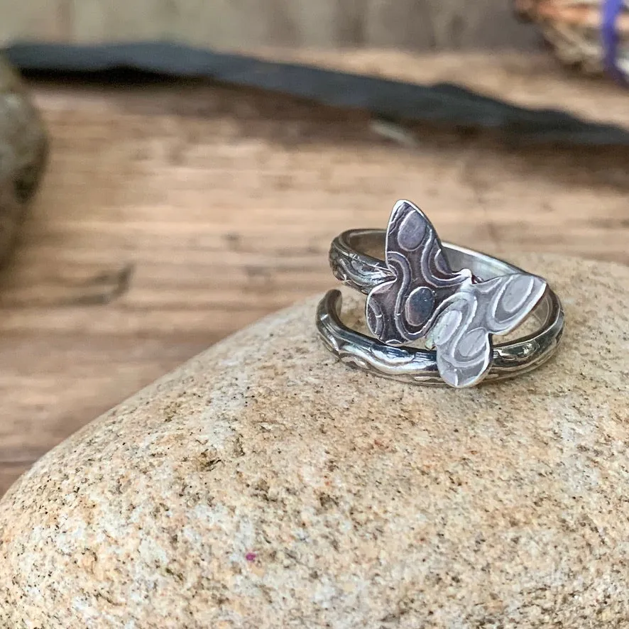 Adjustable sterling silver Butterfly ring. Made to order