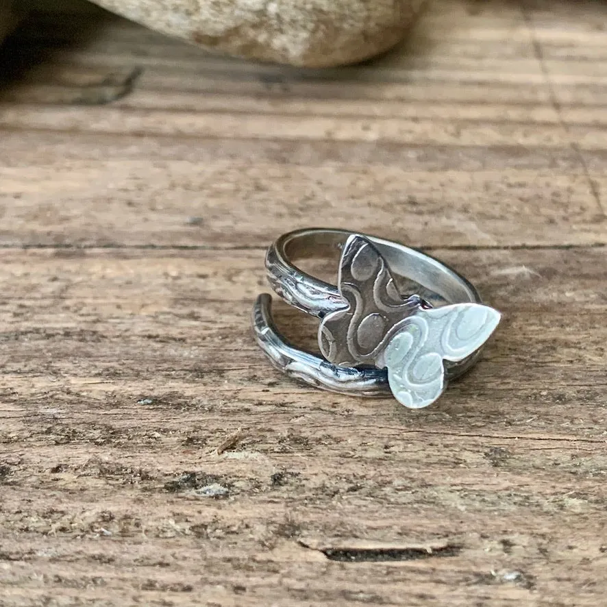 Adjustable sterling silver Butterfly ring. Made to order