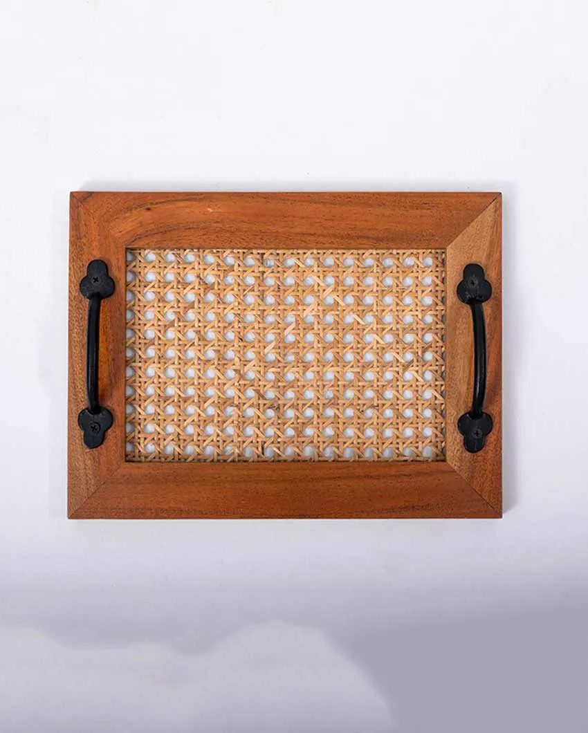 Antique Cane Tray With Handle | 12 x 9 inches