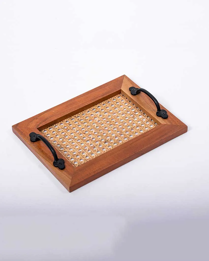 Antique Cane Tray With Handle | 12 x 9 inches