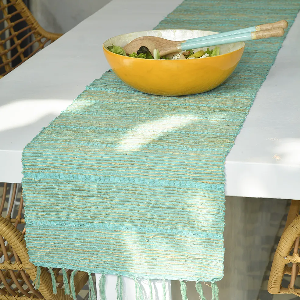 Aqua Stripes Vetiver Runner