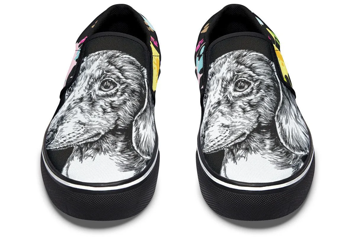 Artsy Dachshund Slip-On Shoes