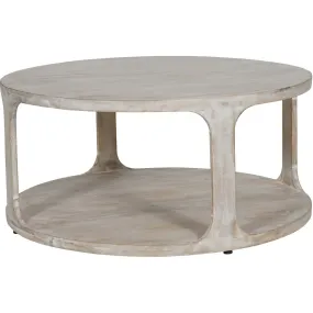 Beadnell Solid Carved Wooden Coffee Table - Whitewash Finish