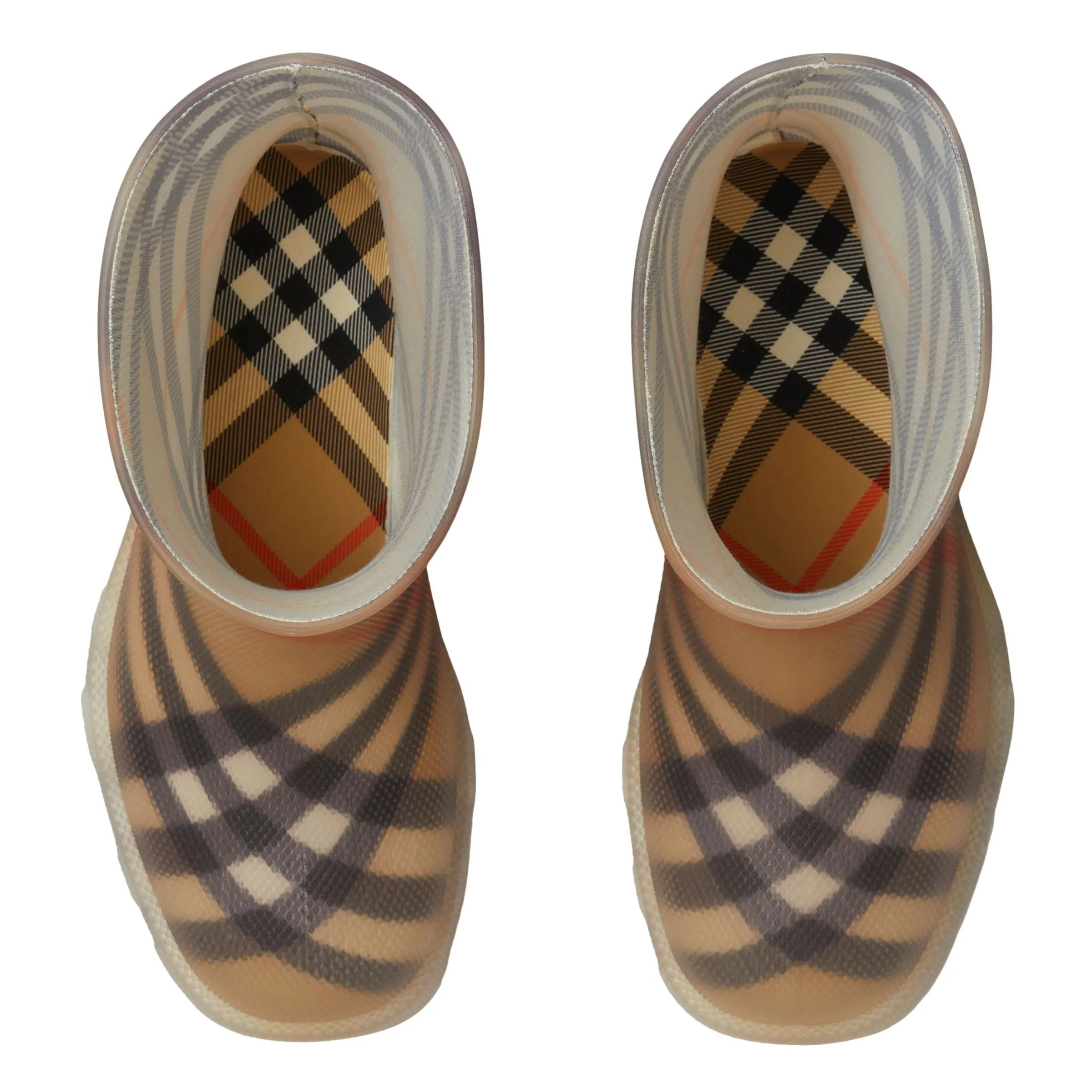 Beige Vintage Check Rain Boots