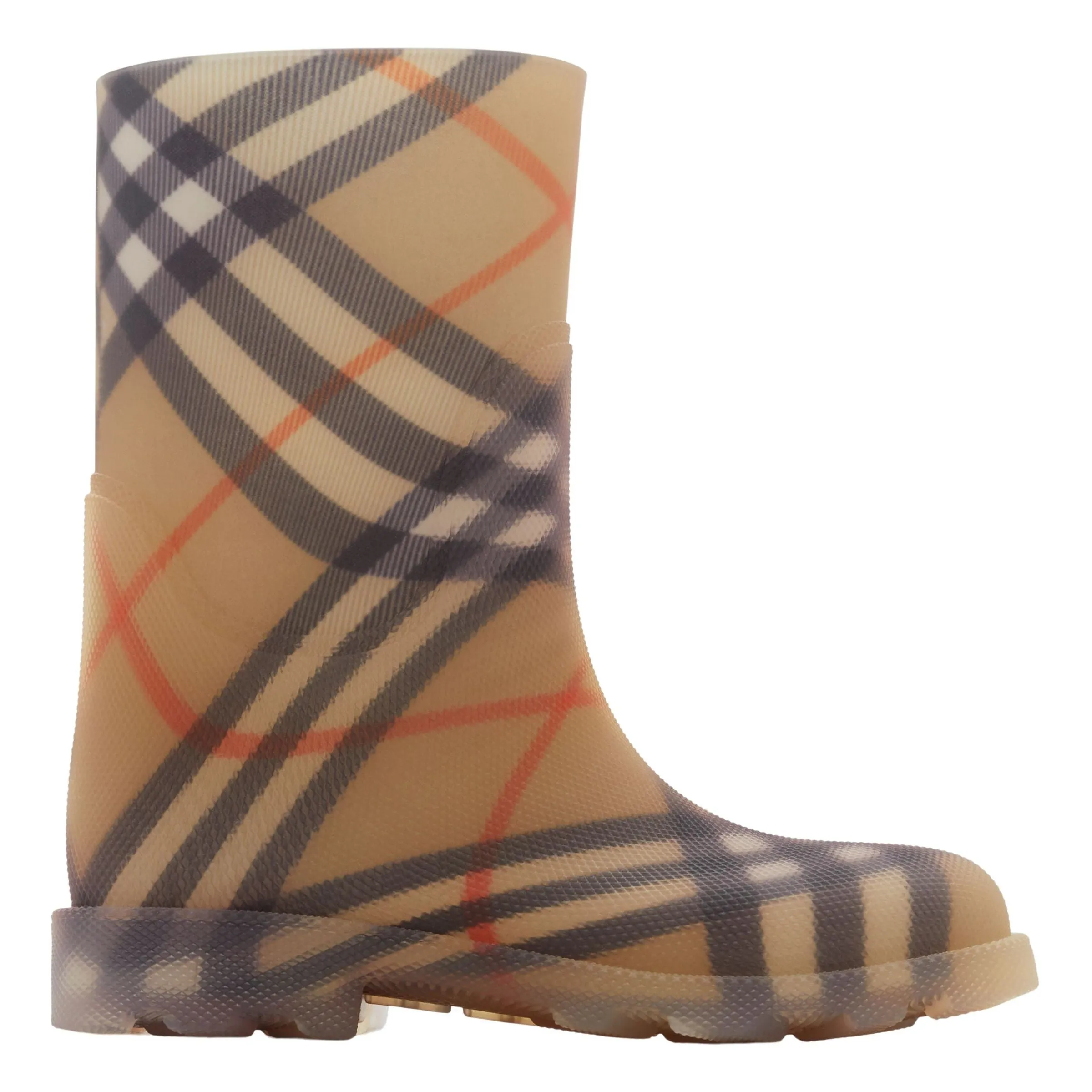 Beige Vintage Check Rain Boots