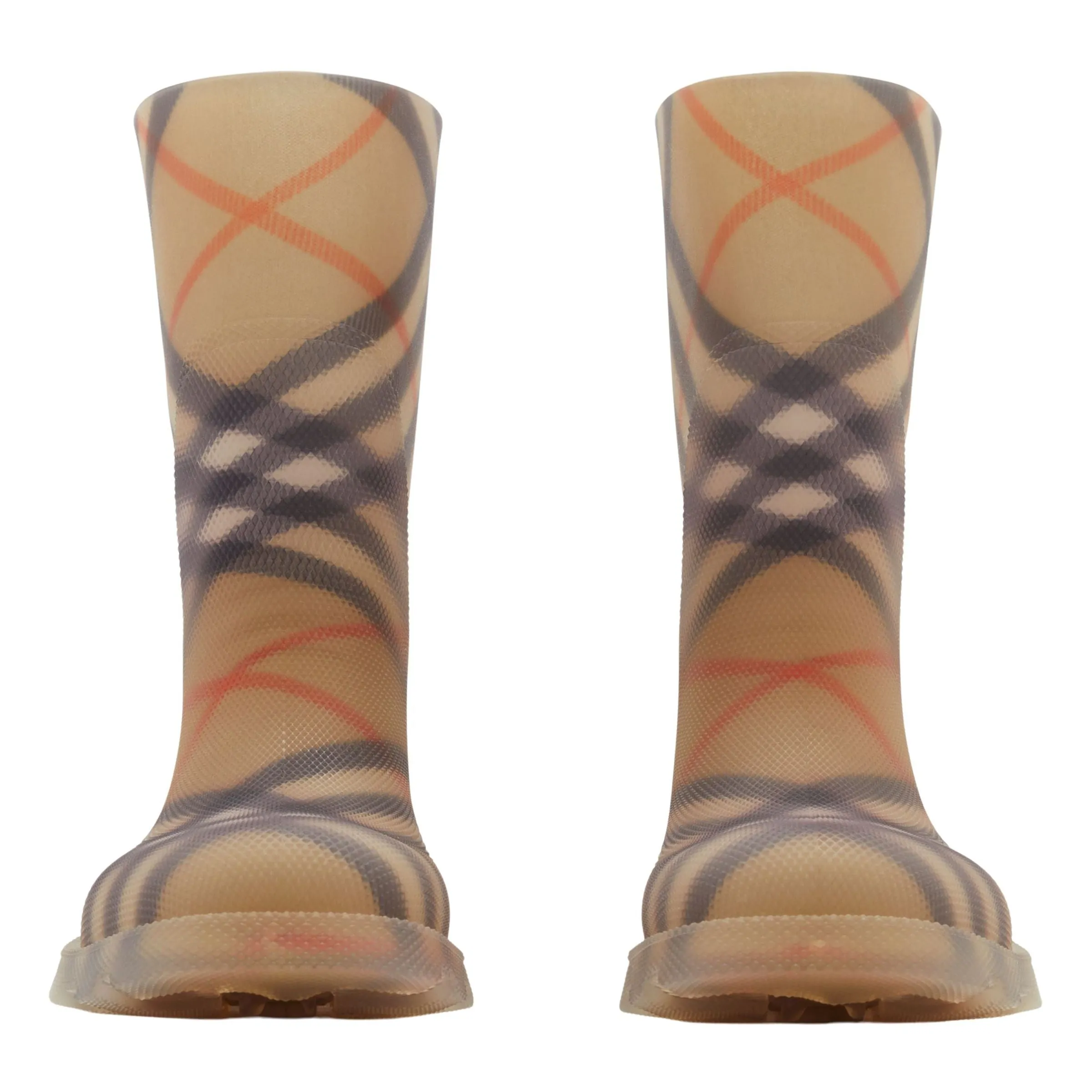 Beige Vintage Check Rain Boots