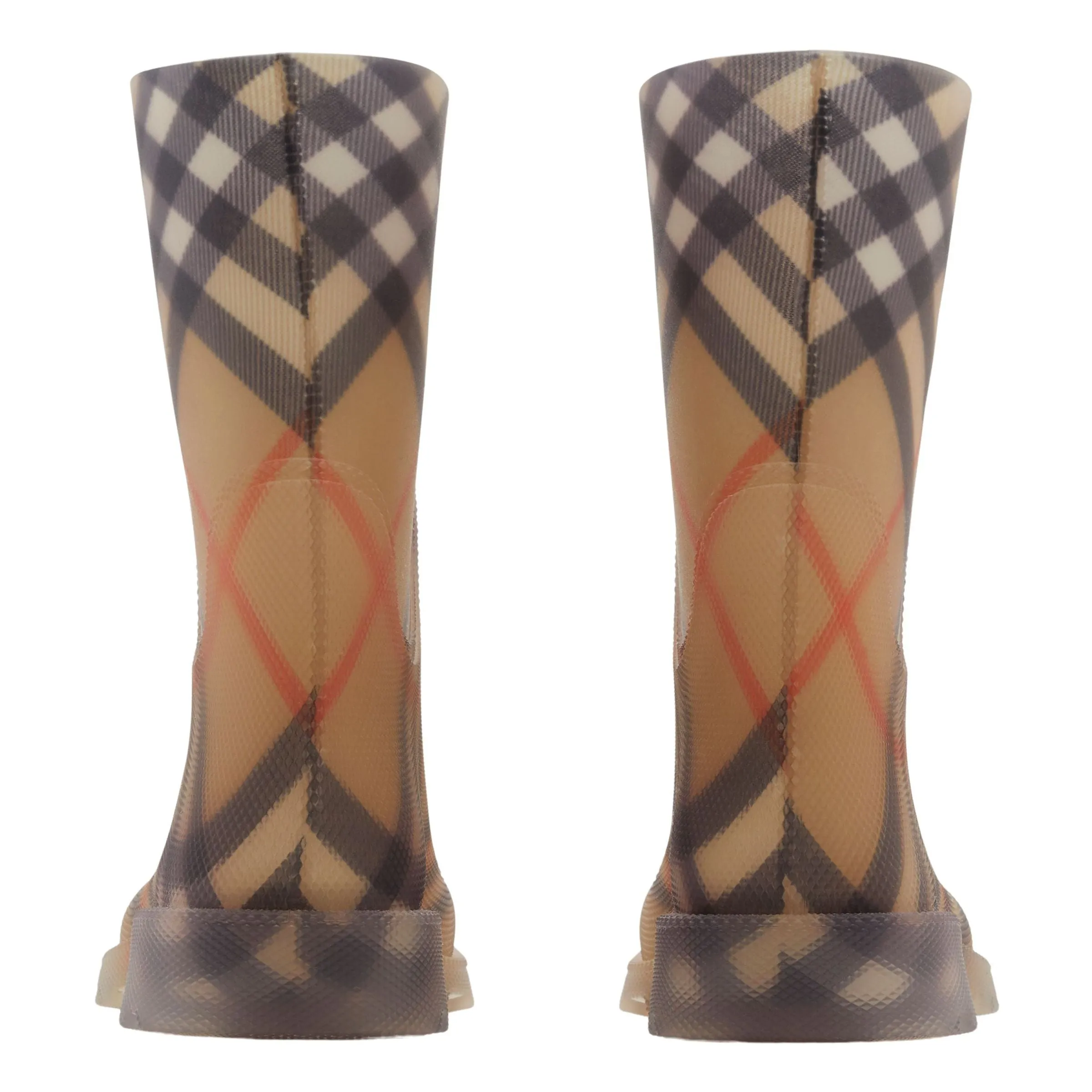 Beige Vintage Check Rain Boots