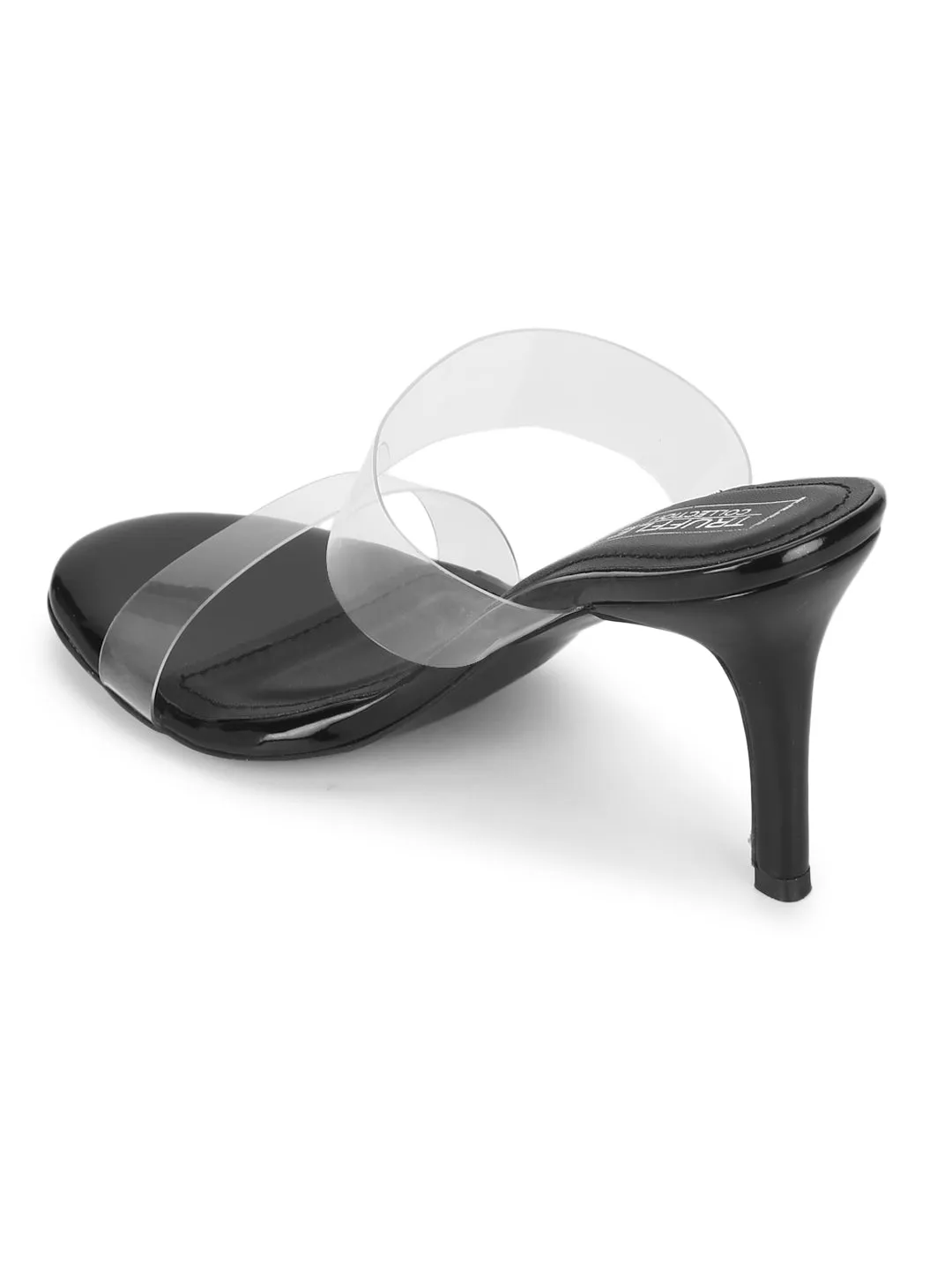 Black Patent Perspex Clear Stiletto Mules