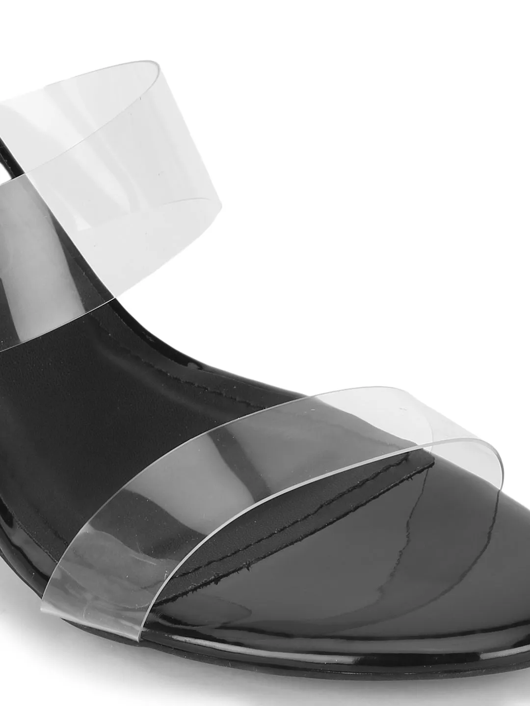 Black Patent Perspex Clear Stiletto Mules