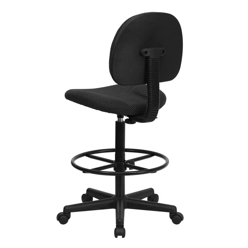 Black Patterned Fabric Drafting Chair - BT-659-BLK-GG