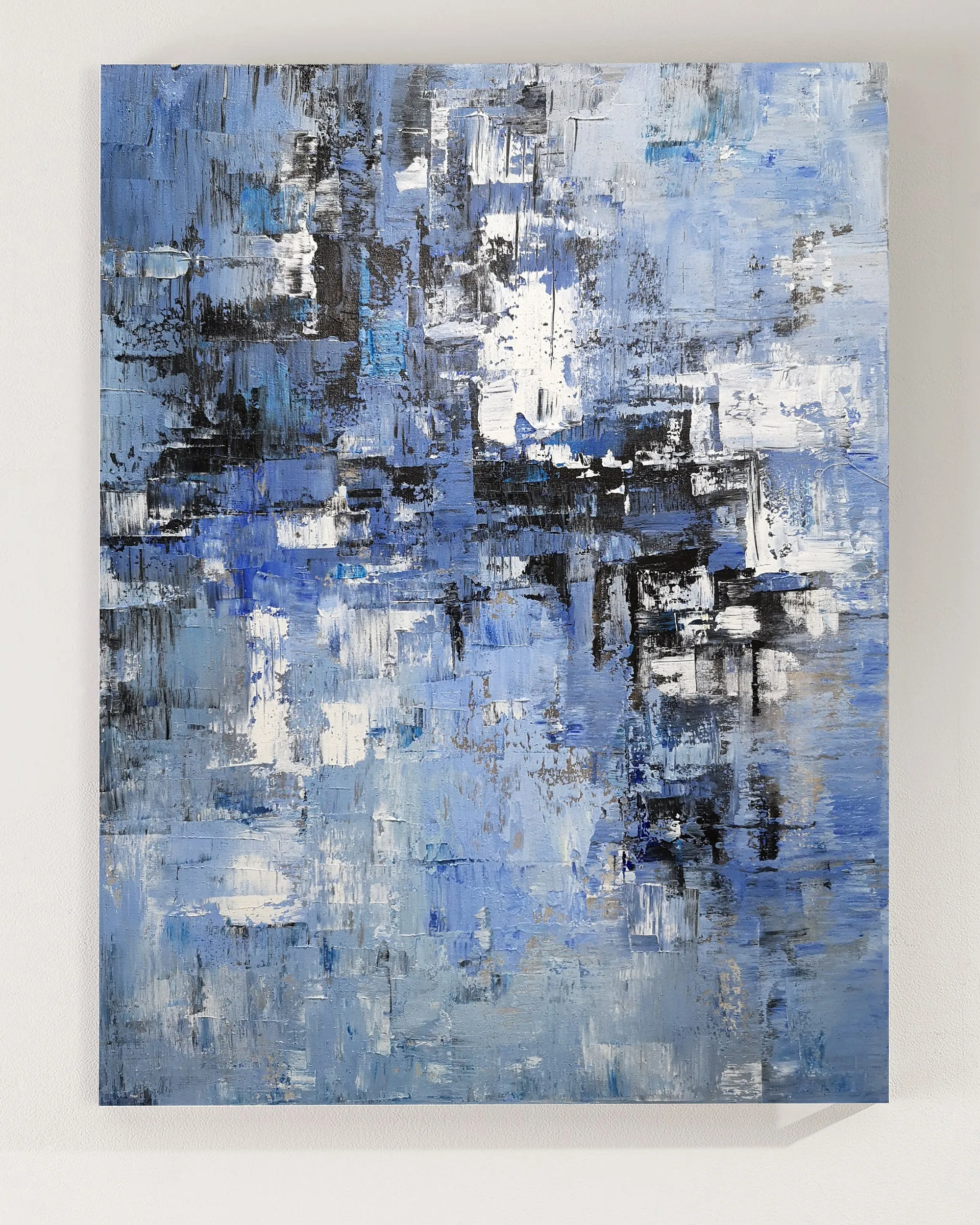 Blue Abstract Painting Modern Original Painting White Abstract Handmade Dp047