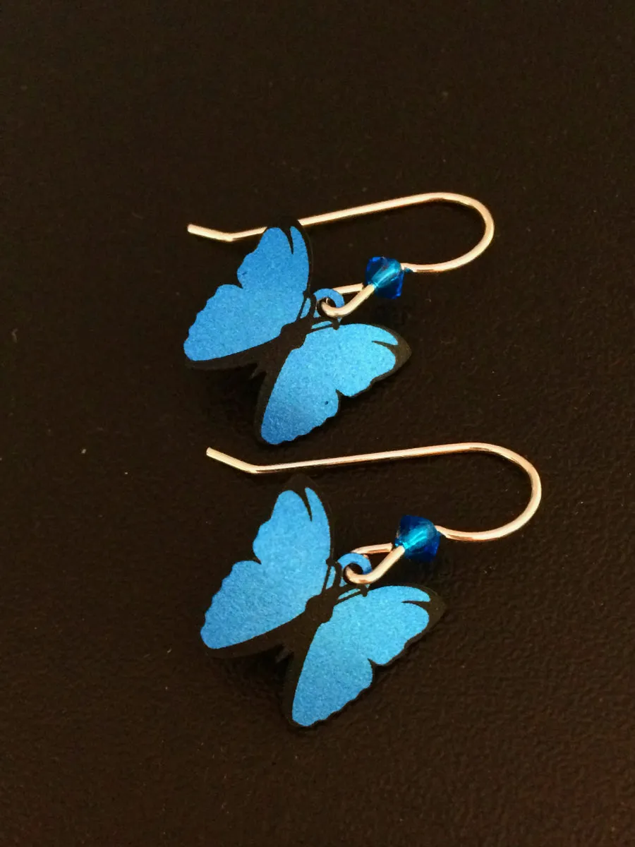 Blue Morpho Butterfly Dangles by Sienna Sky