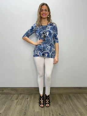 Blue Multi Print ITY 3/4 Sleeve Tunic