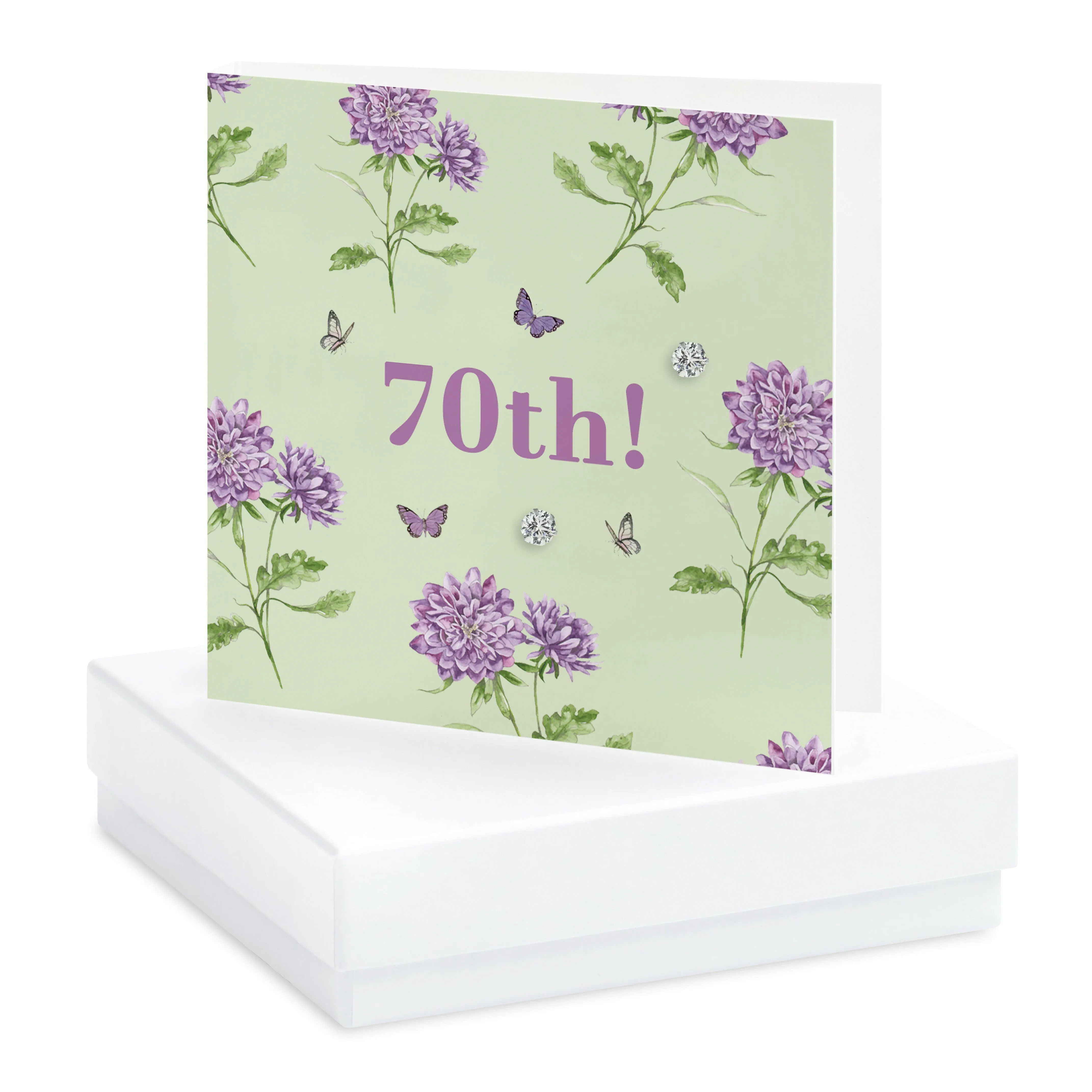 Bright Blooms 70th Birthday Boxed Card with Jewellery BE023