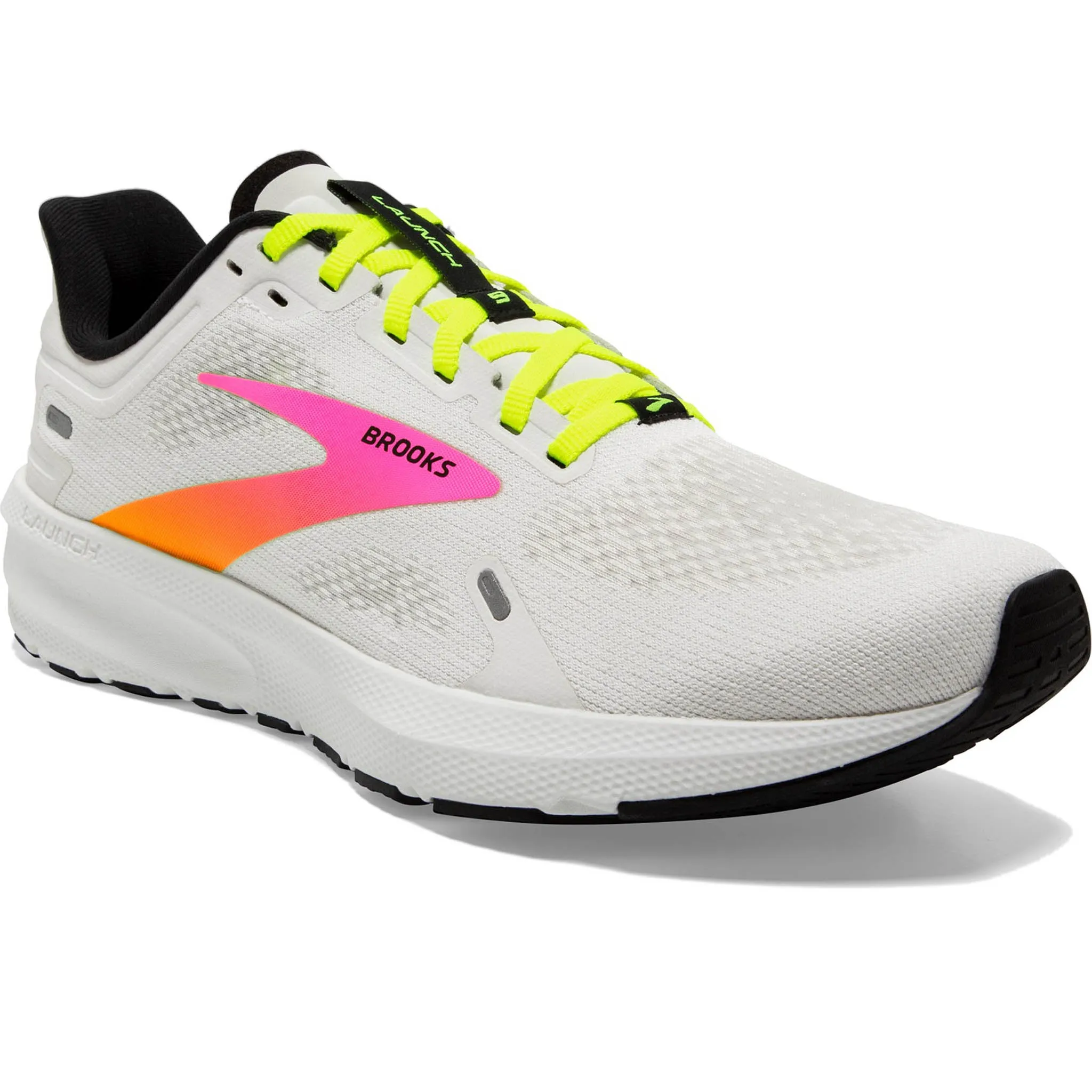 Brooks Women's 120373 148 Launch 9 White Pink Nightlife Speed Neutral Running Shoes