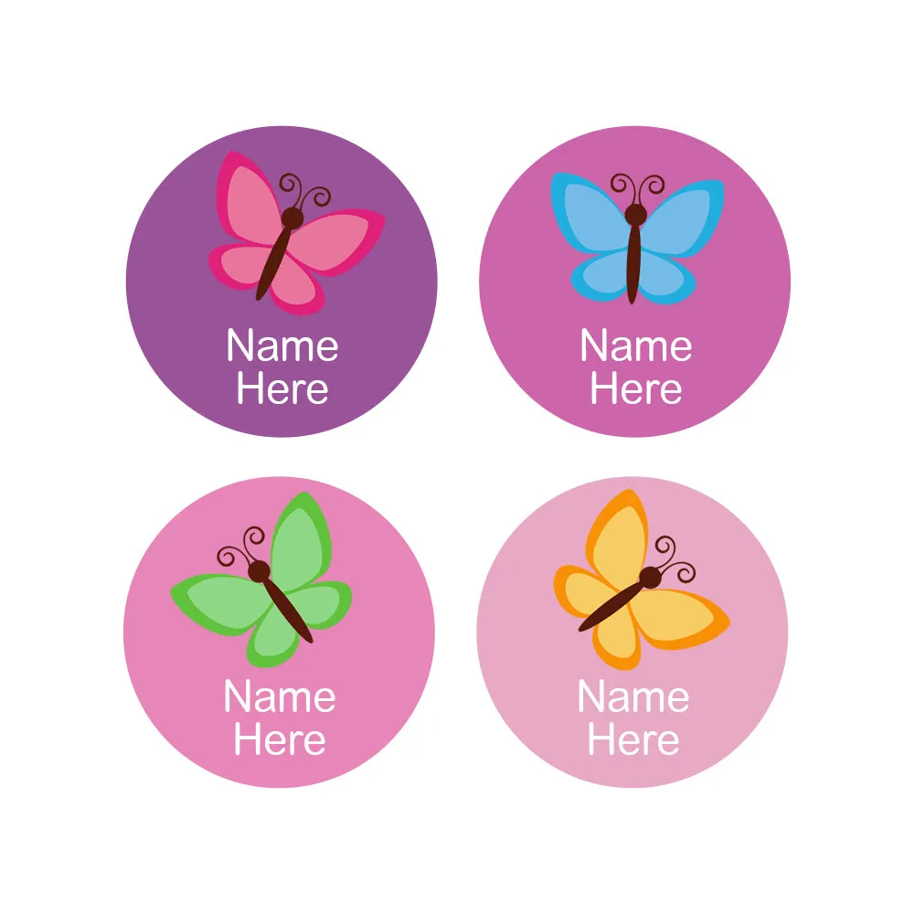 Butterfly Round Name Labels 30pk