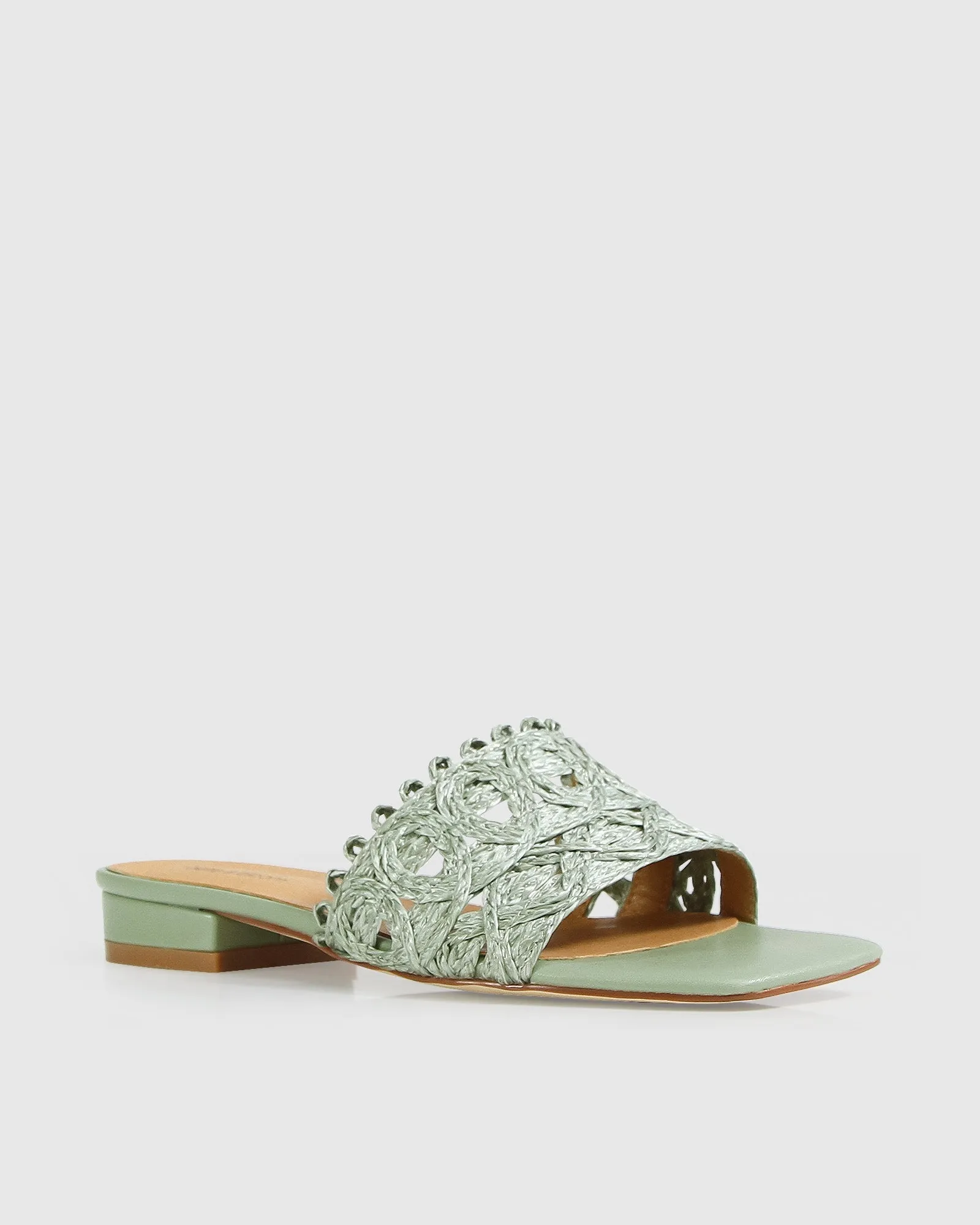 Can't Quit You Raffia Slide - Seafoam