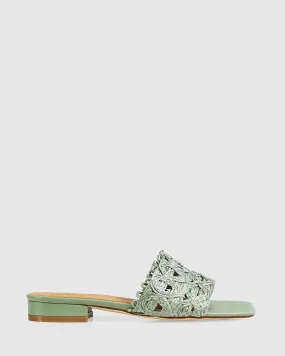 Can't Quit You Raffia Slide - Seafoam