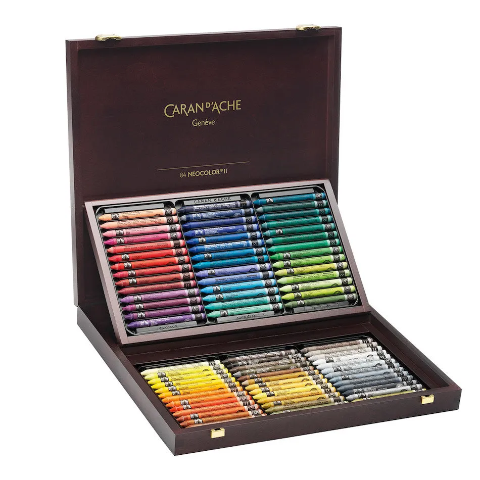 Caran d'Ache Neocolor II Wax Pastels Wooden Box of 84