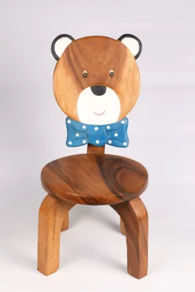 Children’s Bear wooden chair  themed with solid backrest