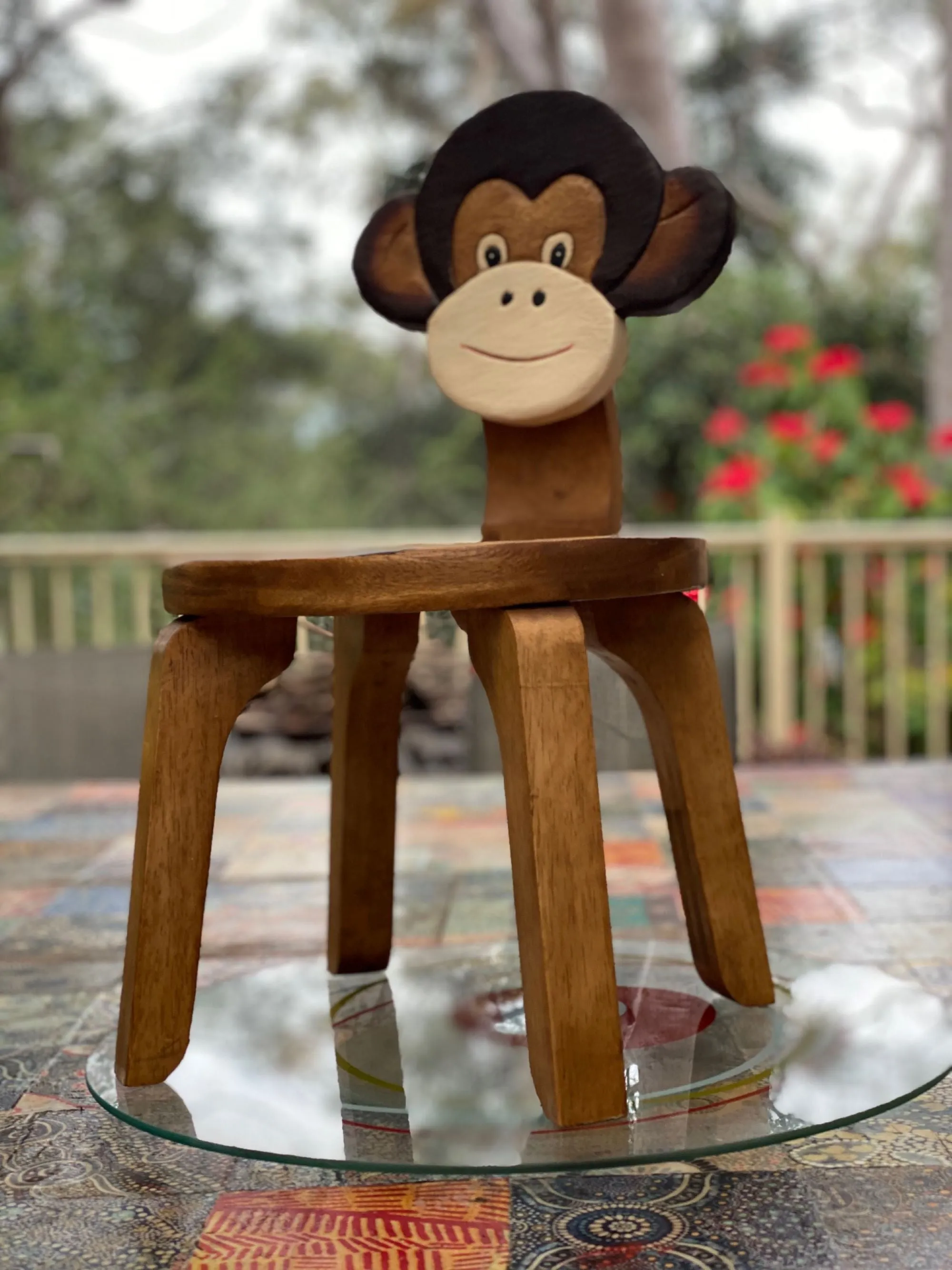 Childrens furniture Wooden Table   2 Chairs Set MONKEY Design Carved Timber Children Furniture