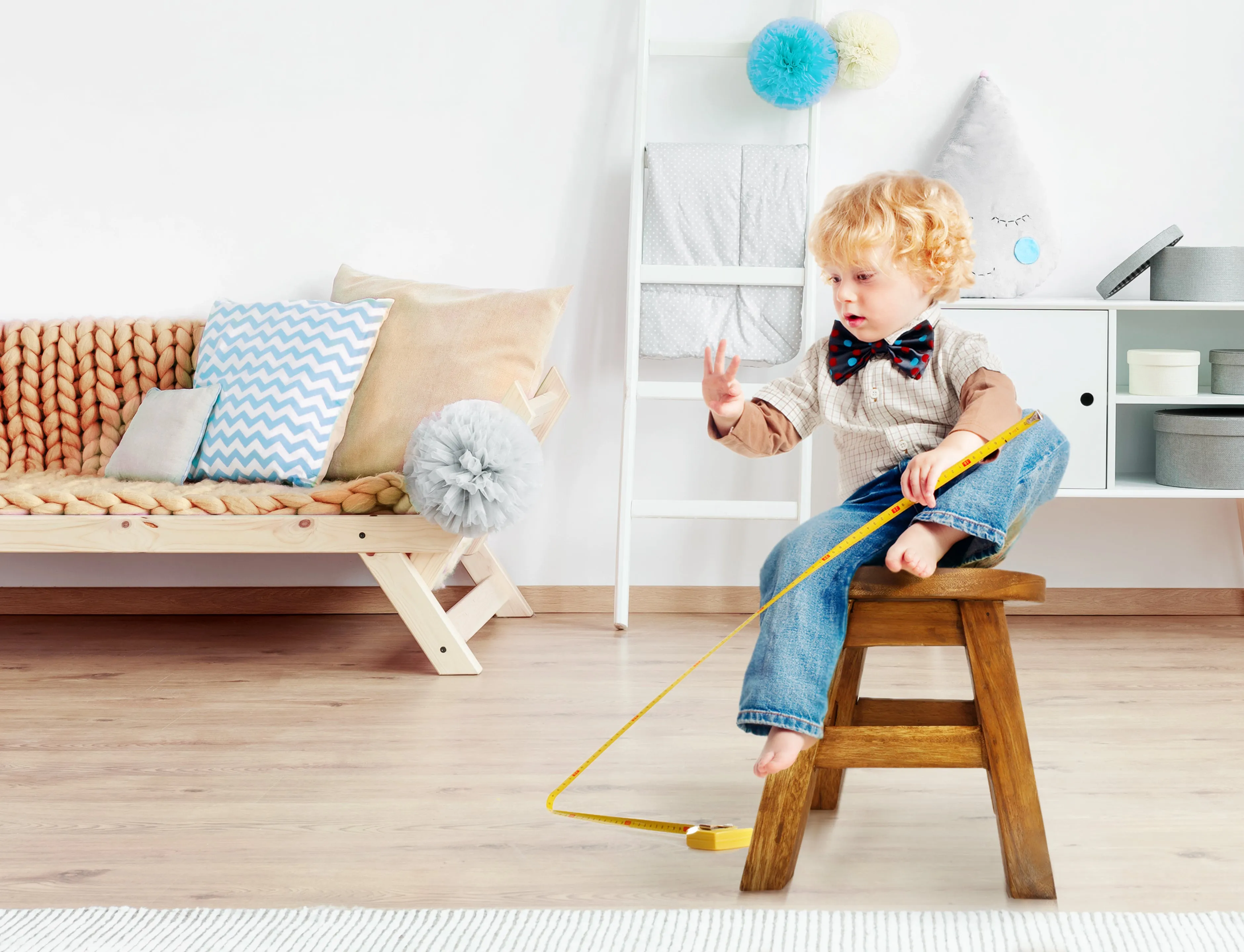 Children's Wooden Stool Blue Baby ELEPHANT Themed Chair Toddlers Step sitting Stool