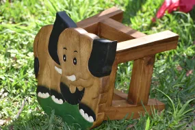 Children's Wooden Stool ELEPHANT Themed Chair Toddlers Step sitting Stool_V2.