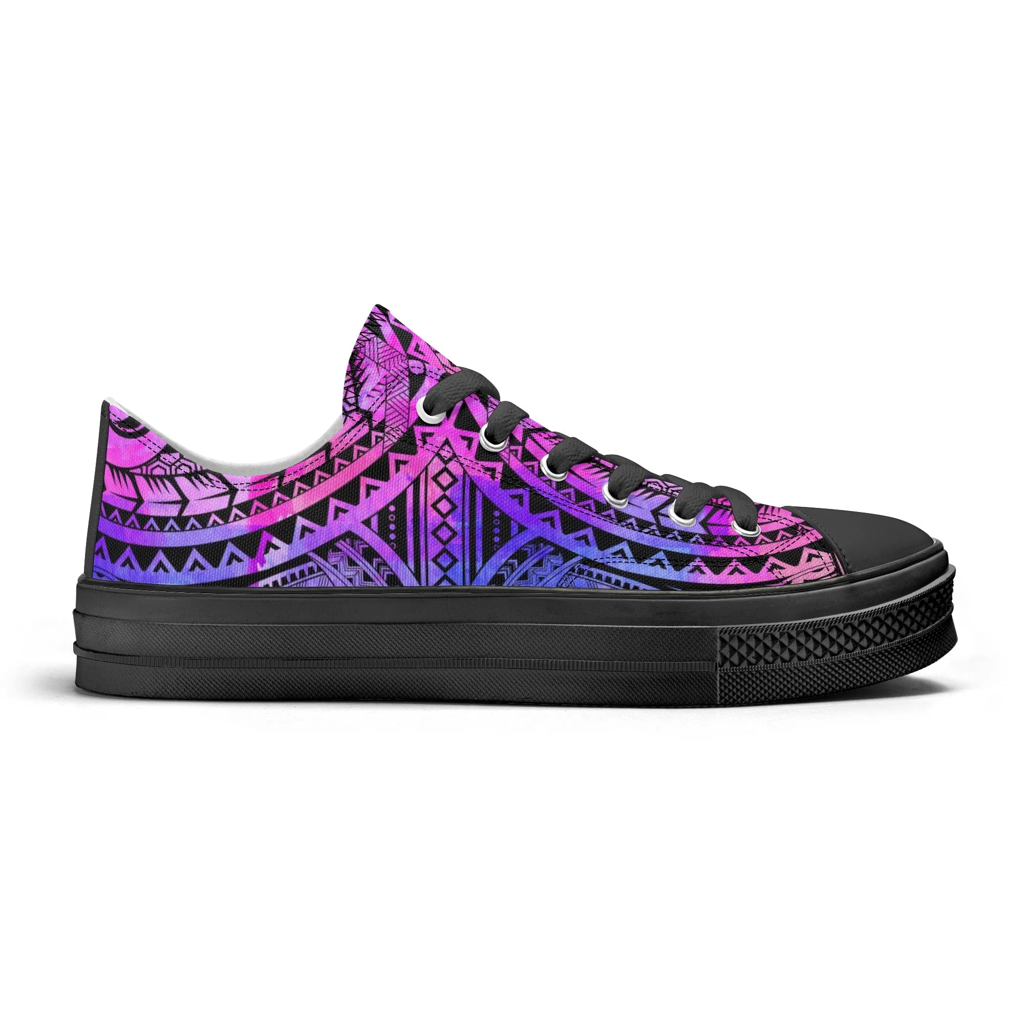 Colorful Purple Abstract Design Pattern - Womens Classic Low Top Canvas Shoes for Footwear Lovers