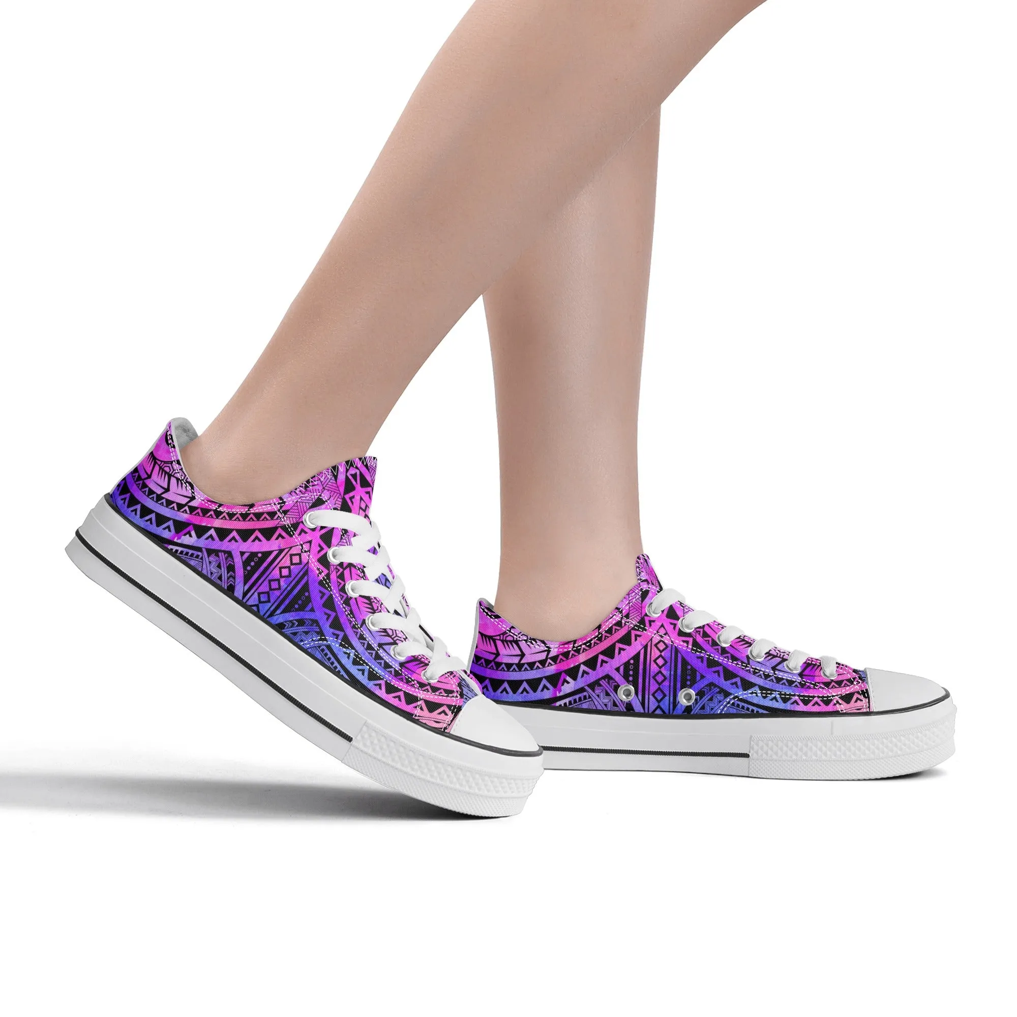 Colorful Purple Abstract Design Pattern - Womens Classic Low Top Canvas Shoes for Footwear Lovers