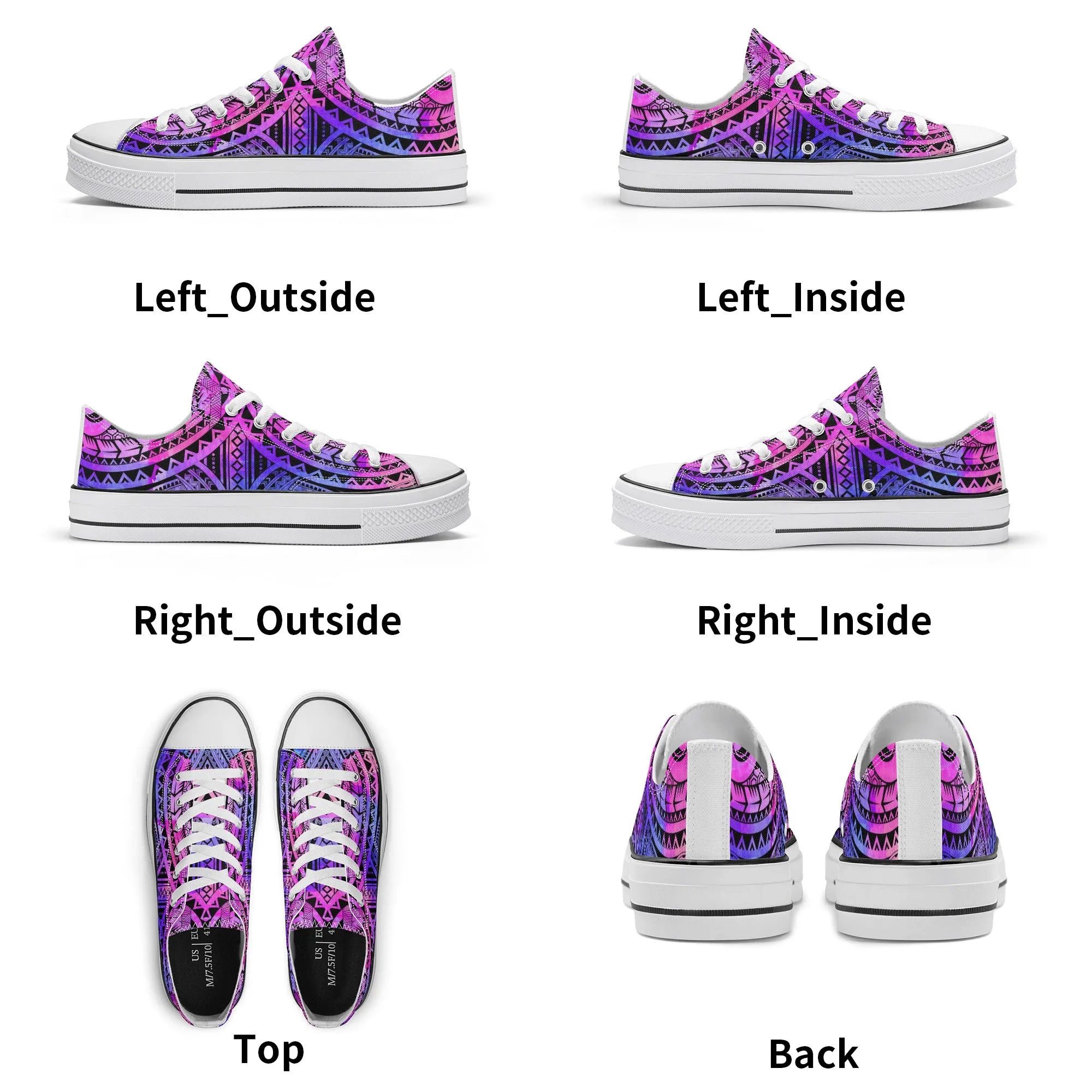 Colorful Purple Abstract Design Pattern - Womens Classic Low Top Canvas Shoes for Footwear Lovers