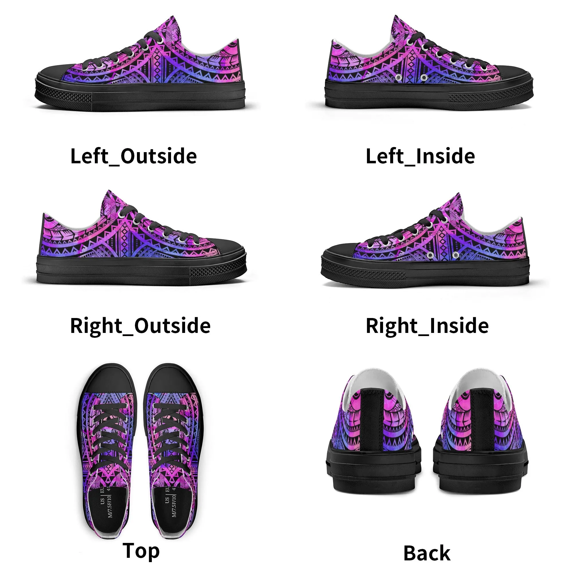 Colorful Purple Abstract Design Pattern - Womens Classic Low Top Canvas Shoes for Footwear Lovers