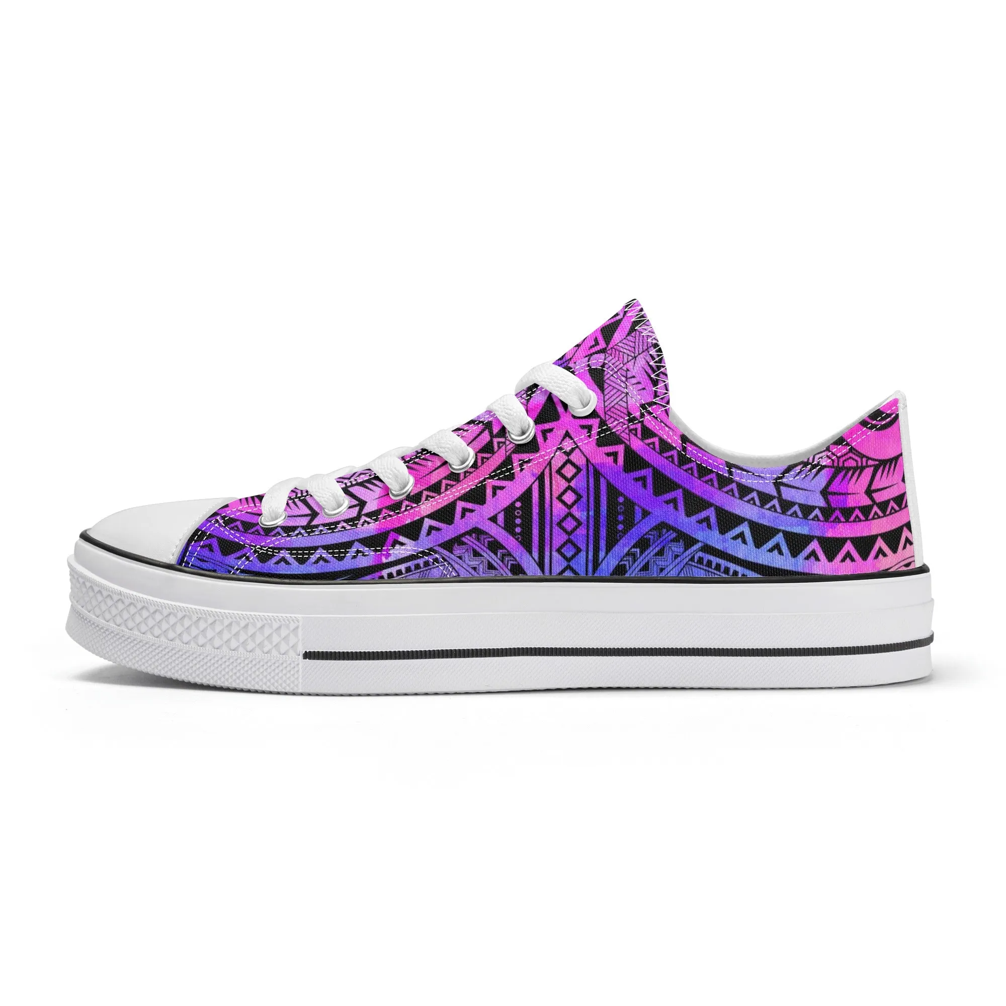 Colorful Purple Abstract Design Pattern - Womens Classic Low Top Canvas Shoes for Footwear Lovers