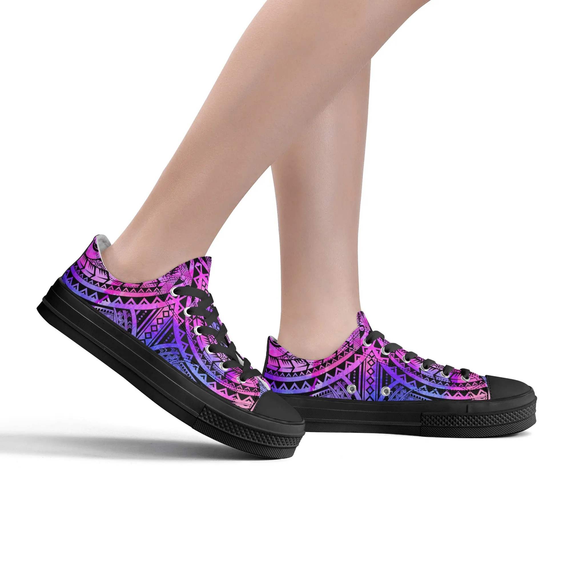 Colorful Purple Abstract Design Pattern - Womens Classic Low Top Canvas Shoes for Footwear Lovers