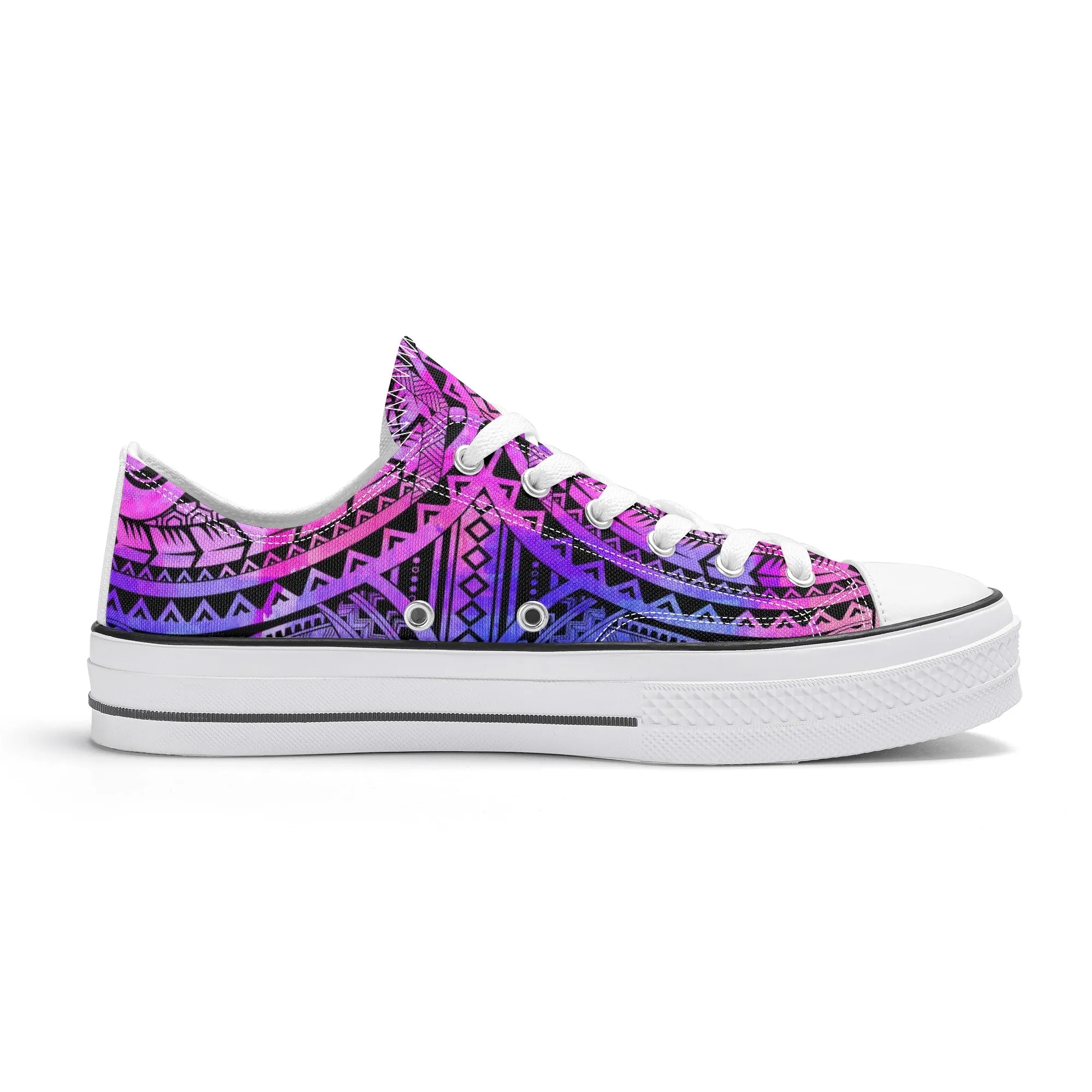 Colorful Purple Abstract Design Pattern - Womens Classic Low Top Canvas Shoes for Footwear Lovers