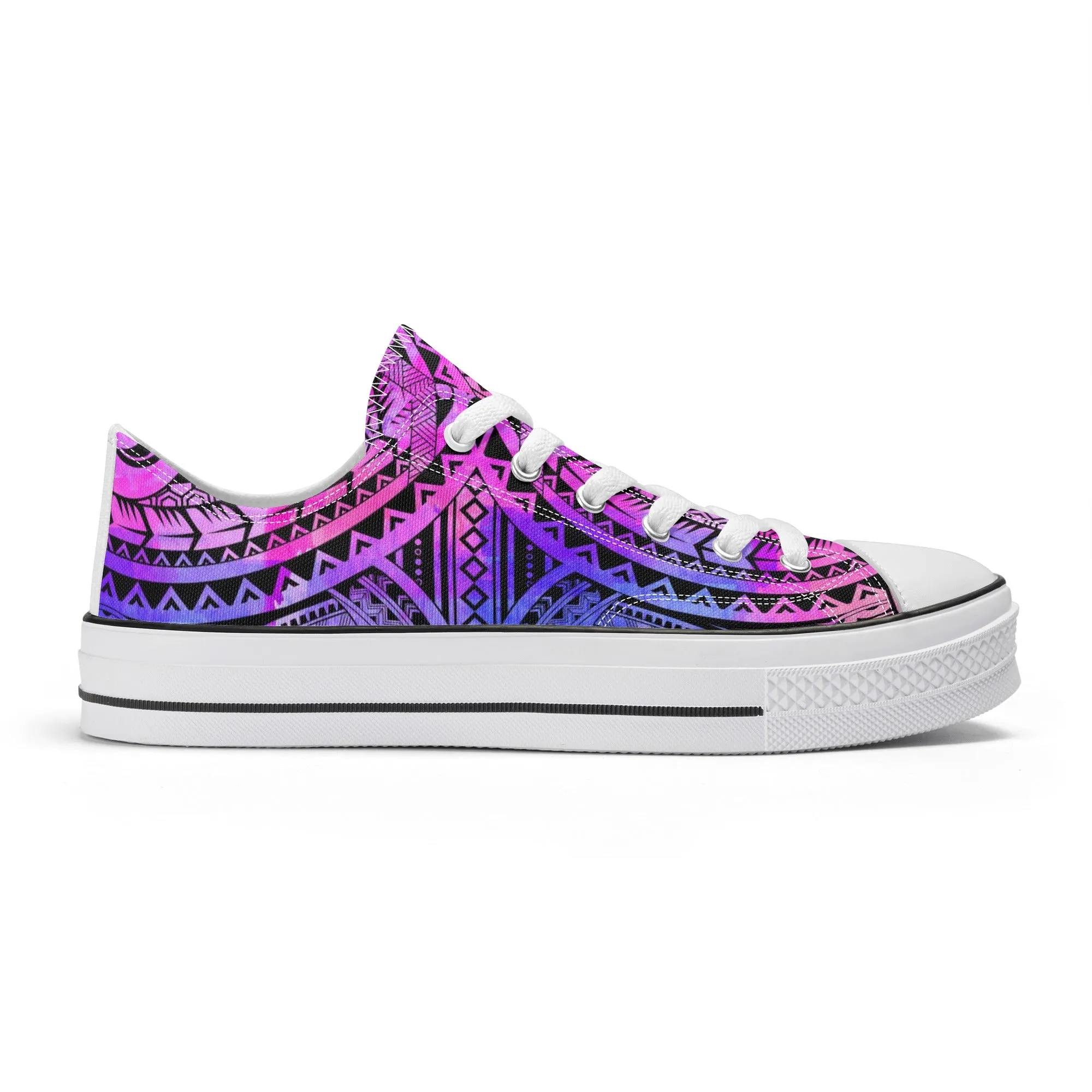 Colorful Purple Abstract Design Pattern - Womens Classic Low Top Canvas Shoes for Footwear Lovers